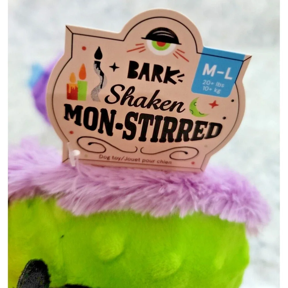 Bark Box Halloween Shaken Mon-Stirred Drink Cocktail Plush Dog‎ Toy M/L NWT
